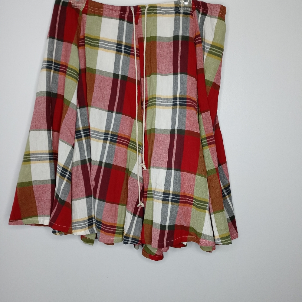 Plaid Flared Skirt in Red and Green